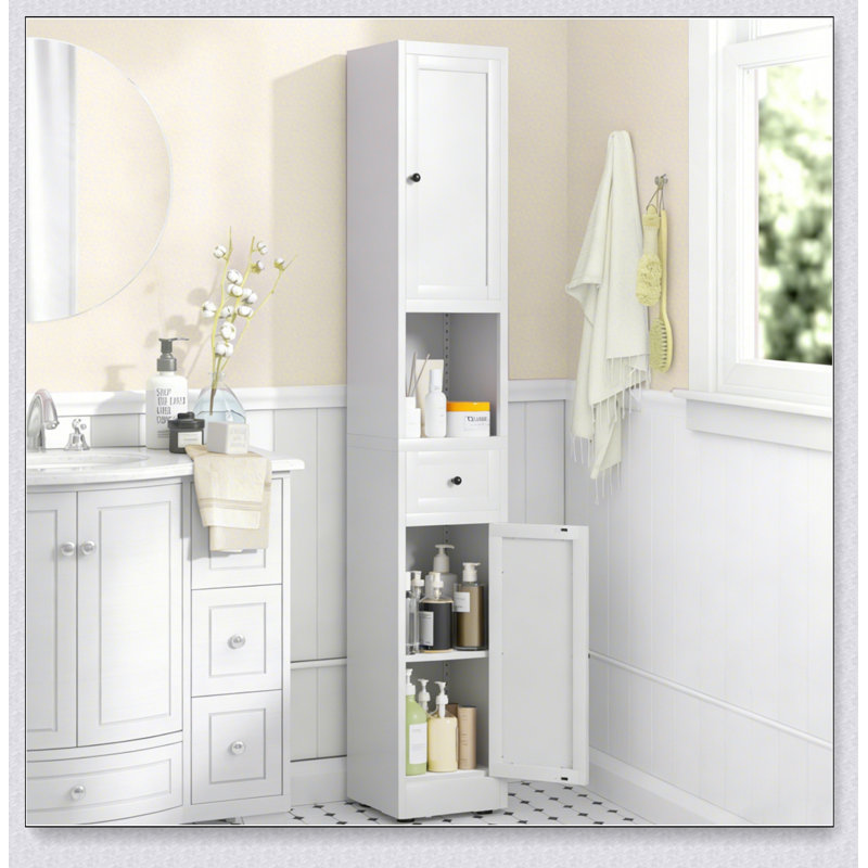 Armoire de rangement pour salle de bain de 71 pouces de hauteur, armoire étroite en métal à 5 niveaux avec 2 portes et tablettes réglables pour économiser de l'espace dans la cuisine, la salle de lavage et le garde-manger