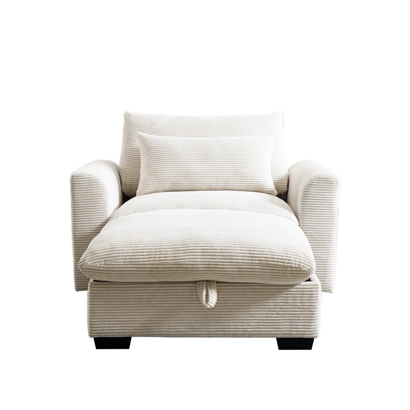 Canapé beige en velours côtelé pour appartement, avec coussins moelleux et confortables, H 30,41 po x l 30,28 po x P 30,21 po
