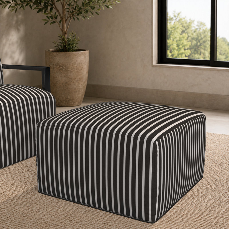 Repose-pieds Eliana Sunbrella, Shore classique rayé noir Sunbrella®