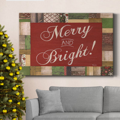 Merry And Bright, toile tendue avec châssis de qualité supérieure - prête à être accrochée
