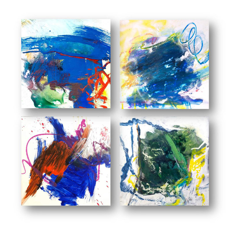 «Mineral Series 4 Set II» par John Beard - reproduction d'artiste sur toile, Cadre flottant noir, H 40 po x l 40 po x P 3 po