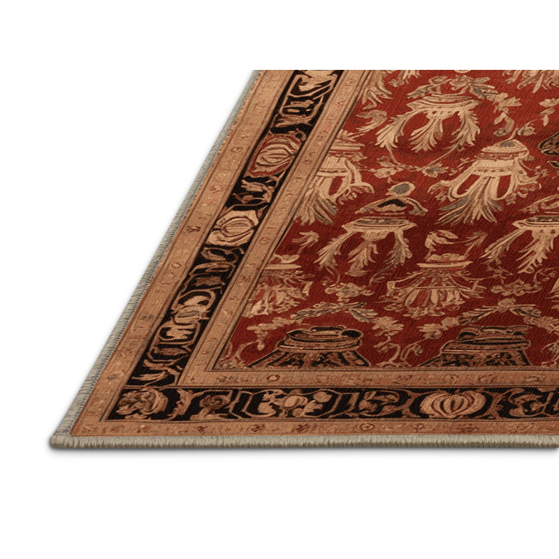 Tapis brun français lavable à la machine, Rond 6 pi
