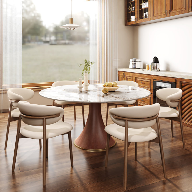 Ensemble de table de salle à manger 7 pièces Jetta, Brun, H 29,52 po x L 59,05 po x l 59,05 po