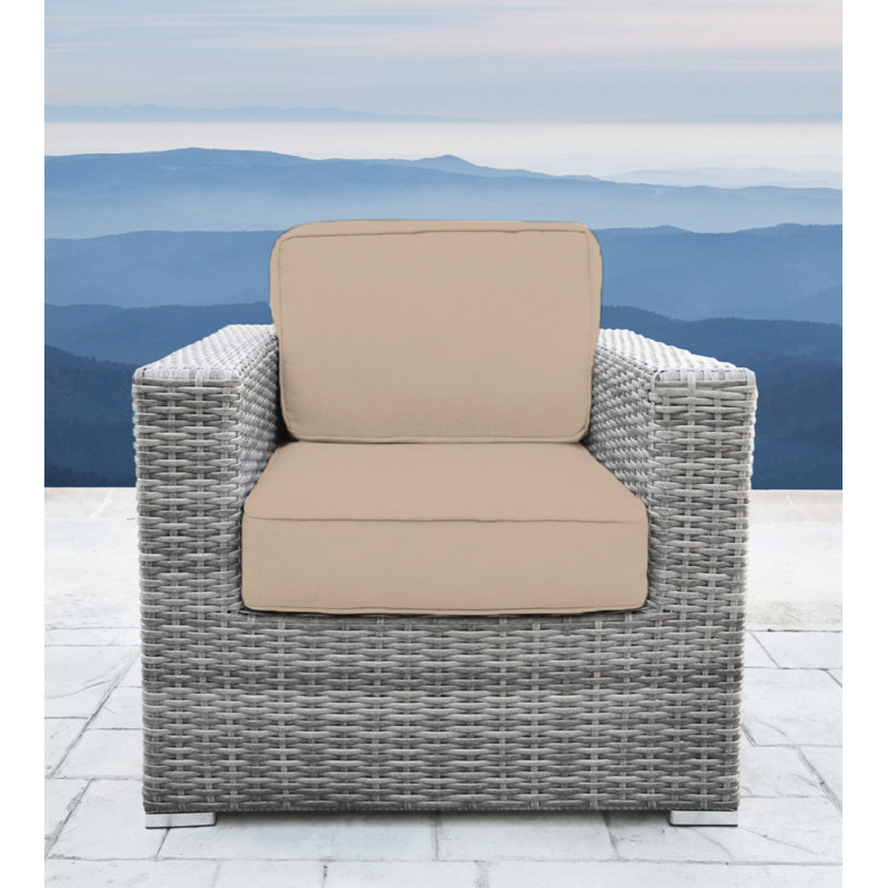 Melanie Fully Assembled Patio Chair with Cushions, Mixed Gray, Sunbrella Beige