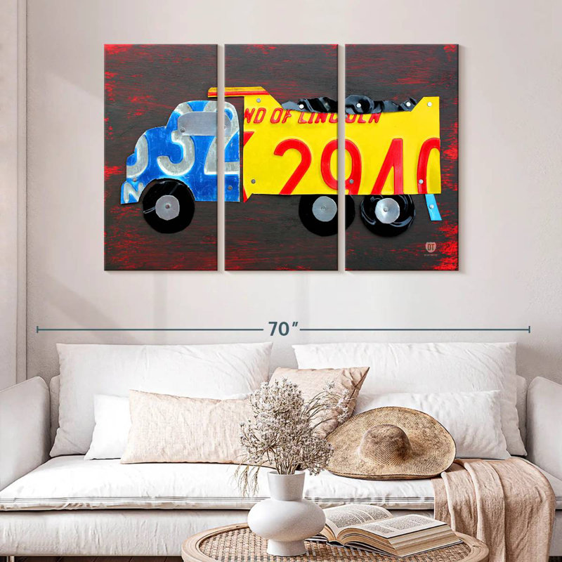 Dump Truck License Plates, 32" H x 50" W