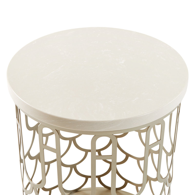 La Marisia Marble Chairside Table - Creamy Pearl/Champagne