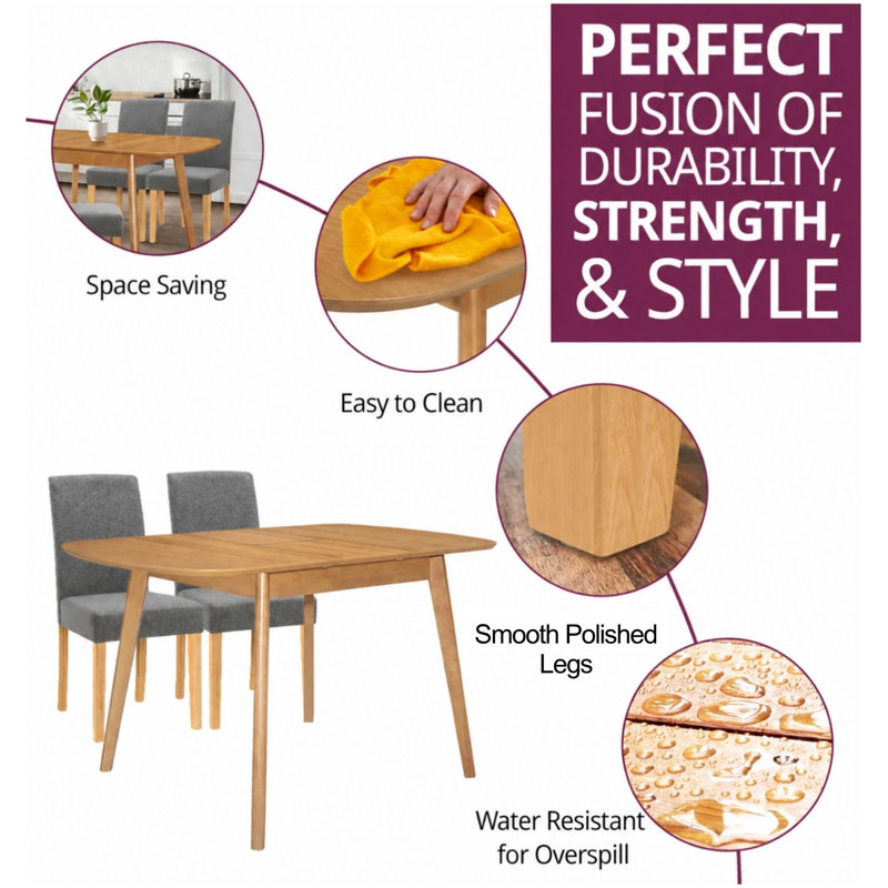 Balani 6 -Person Butterfly Leaf Dining Set, Grey