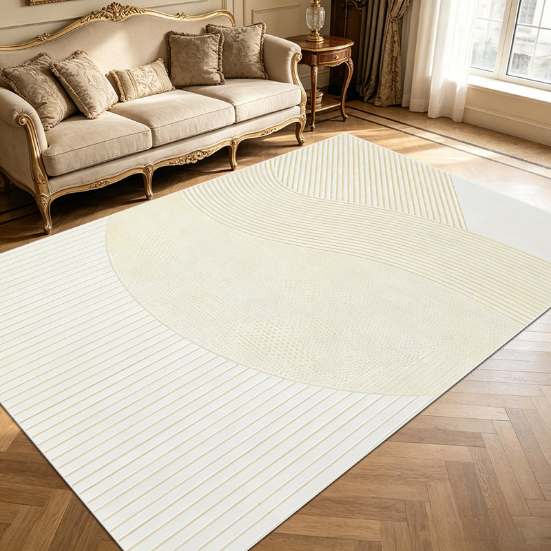 1PC Minimalist Neutral Geometric Wavy Stripe area rugs for Living Room, Soft and Comfortable, Suitable for all seasons, easy-to-maintain, machine washable Indoor floor mat, Under Table Farmhouse suitable for dining room, bedroom, home office,