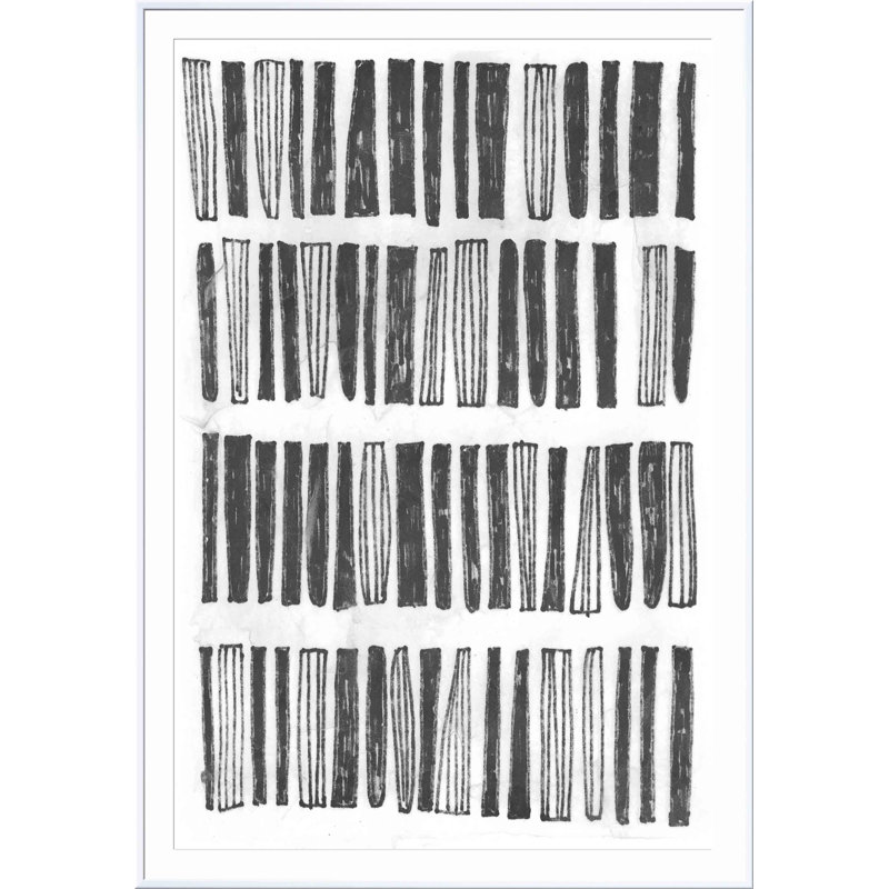«Symbole Imprint IV» par June Erica Vess - peinture encadrée, H 12 po x l 8 po, Blanc