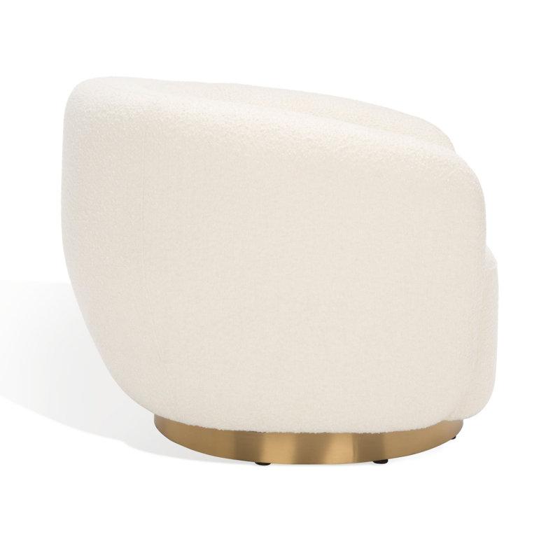 Taiquan Upholstered Swivel Armchair, Ivory Polyester
