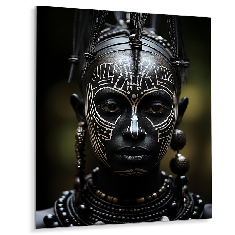 Masque africain Tribu III - Tribu africaine, décoration murale en métal, H 40 po x l 30 po
