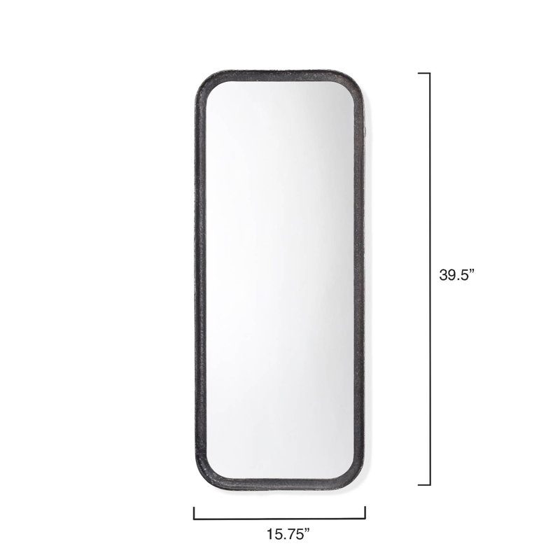 Iron Rectangle Mirror, 35.5" x 15.75", Distressed Black