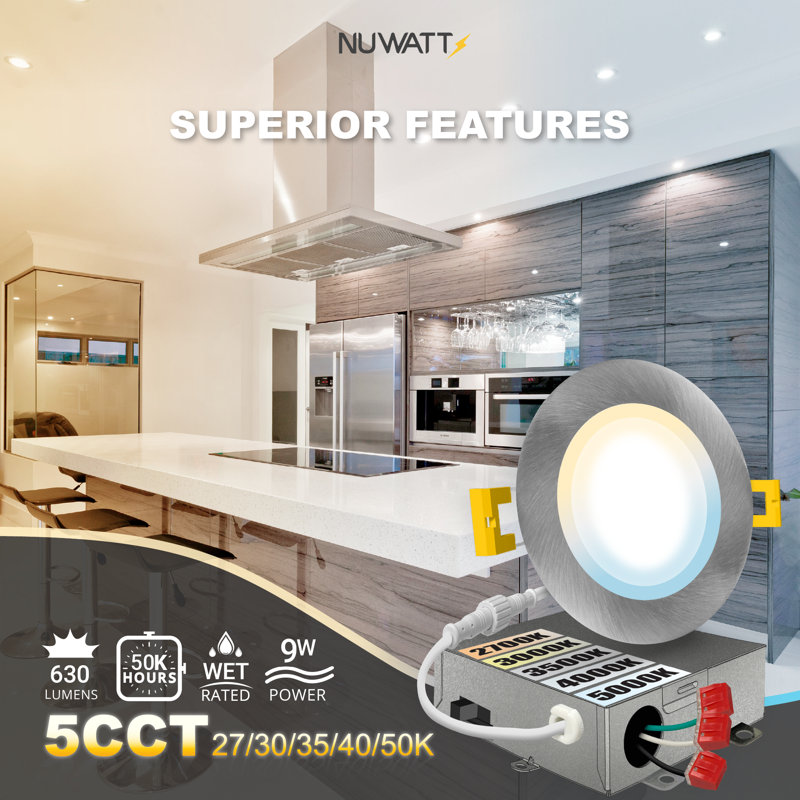 Ultra Slim Brushed Nickel 4-Inch LED Canless Recessed Downlight Kit