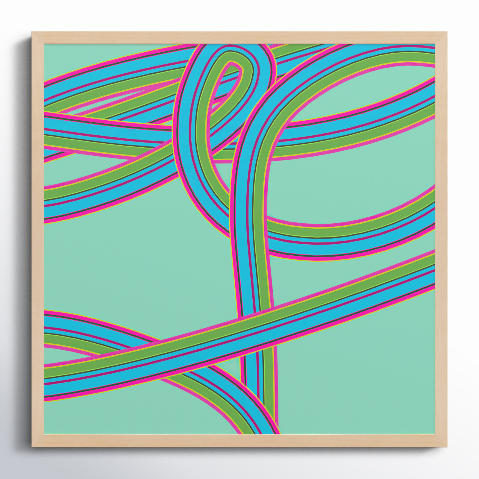 Polo "Turquoise Twist" Print by Jacques Pilon, 24" H x 24" W x 1.25" D, Brown