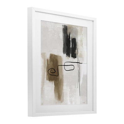 «Flowing Contrast» gris et brun clair, reproduction sous verre encadrée, design par Amber Sterling