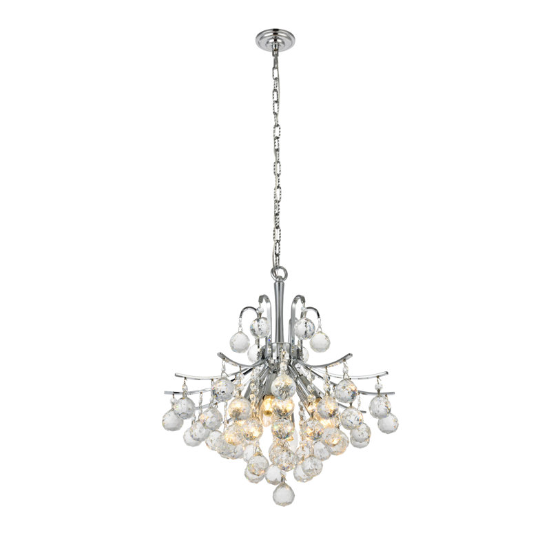 Lustre empire en cristal 6 lumières Stoller, Chrome, Coupe royale