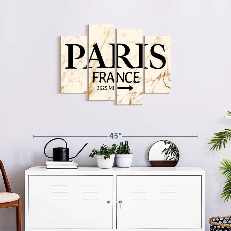 «Paris Marble Signage», ensemble de 4 reproductions sur toiles par Enchanté Designs, H 22 po x l 36 po x P 1 po