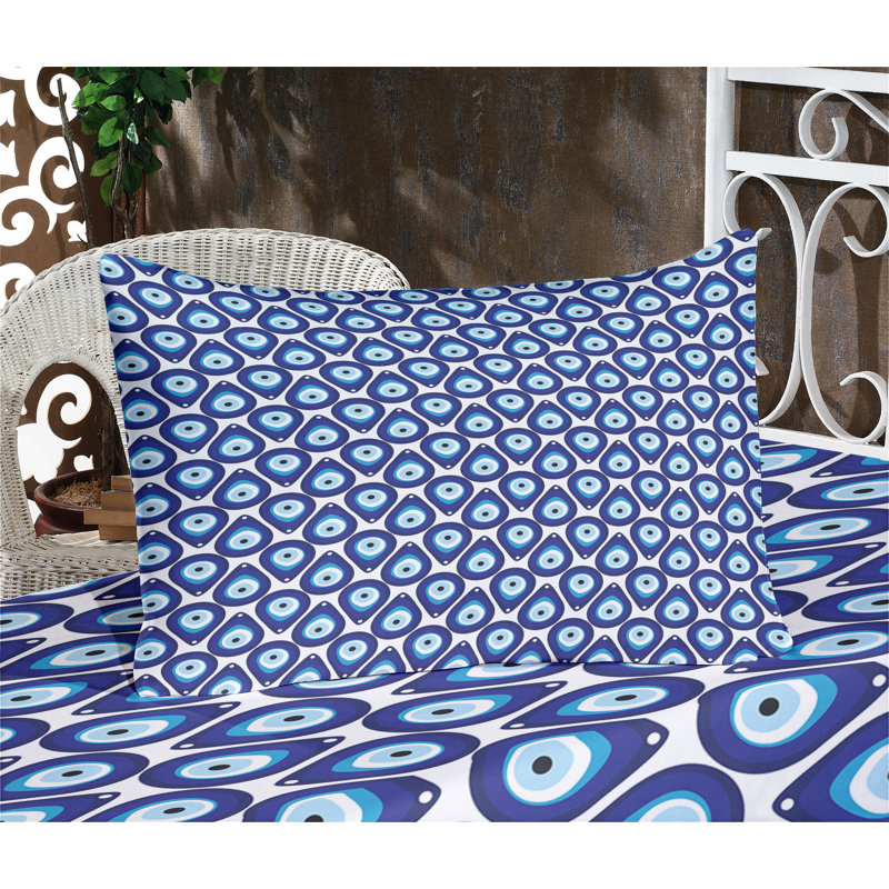 Ensemble de draps et taies décoratives Ambesonne Evil Eye, bleu pâle et bleu