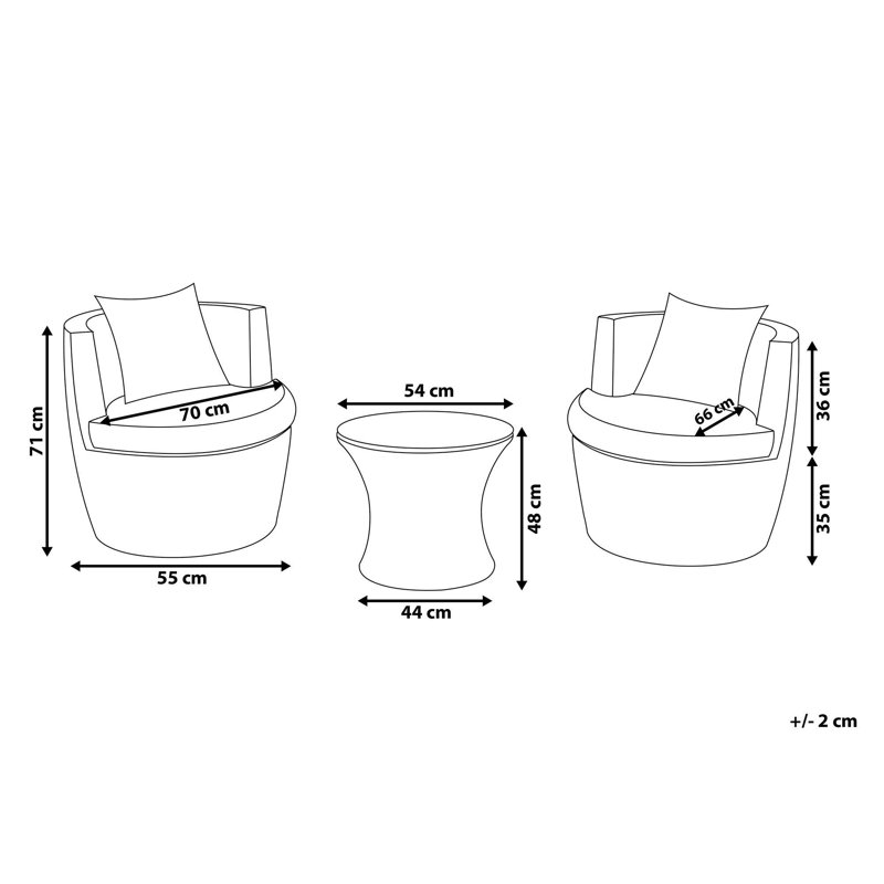 Stange 2 - Person Wicker Patio Dining Set with Round Table , Cushions Included