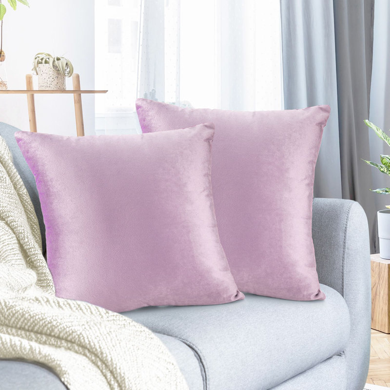 Housse de coussin décoratif en velours , 18" x 18", Gris clair lavande