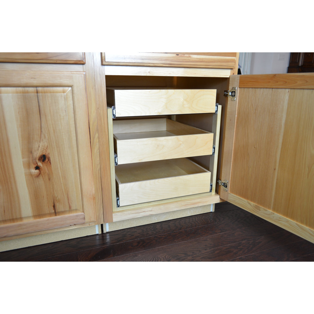 Pre-Assembled Dovetailed 4" Triple Drawer Pull Out Unit with Deluxe Frame Kit (19" H 22" D) Interior Cabinet Solutions 