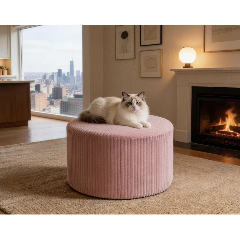 Repose-pieds plein Corduroy Upholstery, Rose