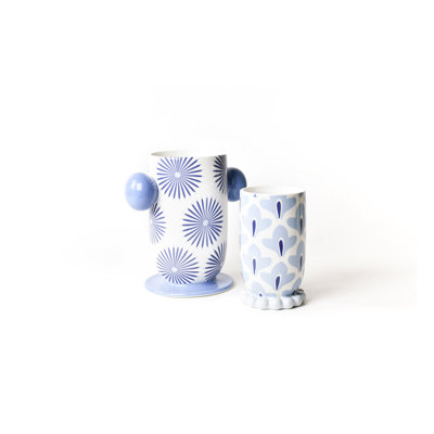 Iris Blue Cylinder Vase 2 Piece Set