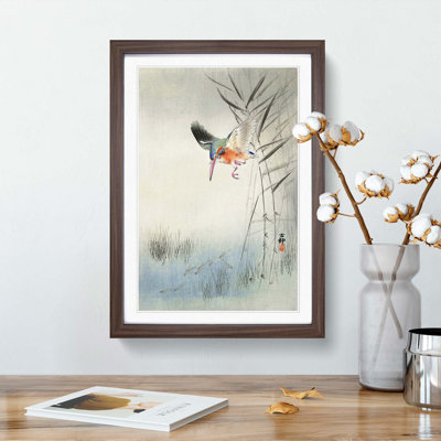 Hunting Kingfisher by Ohara Koson - Framed Print
