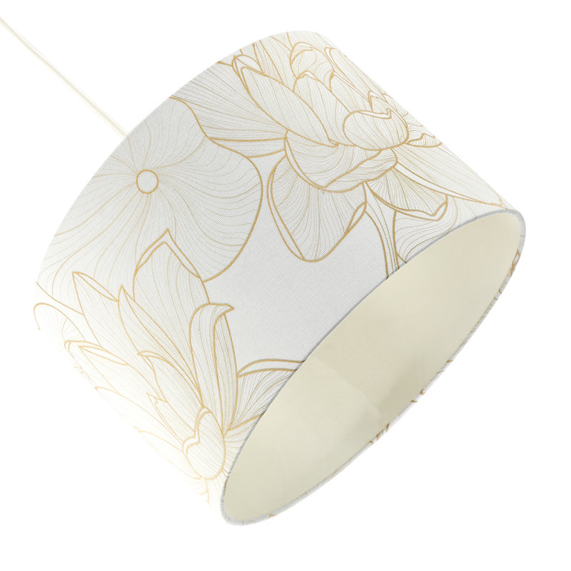 20cm H Cotton Blend Drum Lamp Shade ( Screw On ) in Cream