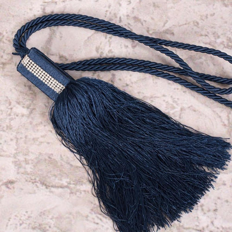 Liyuan Fabric 10cm Curtain Tieback, Navy Blue