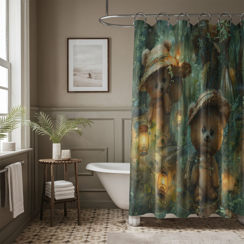 Bear Tales - Rideau de douche Premium, H 74 po x l 71 po