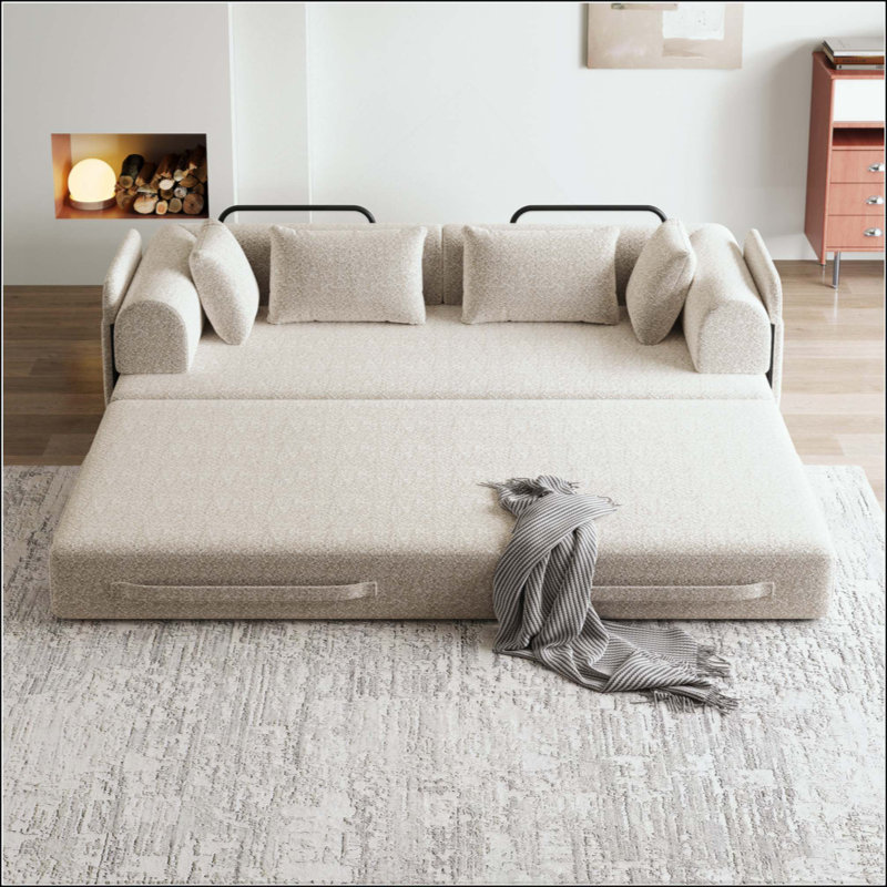 Canapé-lit convertible avec coussin cylindrique, canapé-lit pliant en chenille, canapé-lit pliant avec poche latérale, canapé-lit de salon pour salon, salon, studio