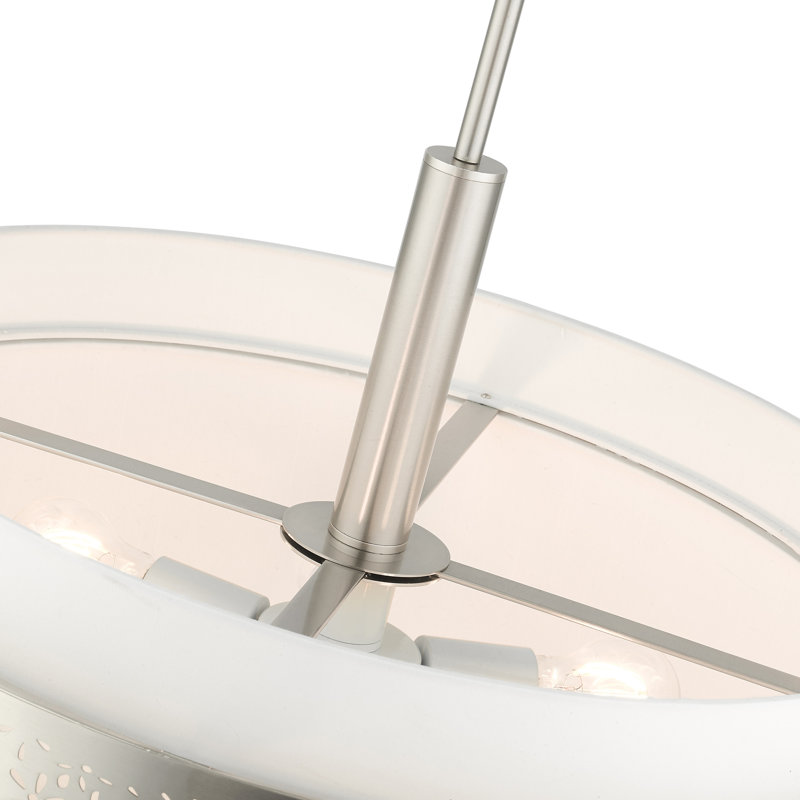 Lustre tambour 5 lumières Aliou, Nickel brossé