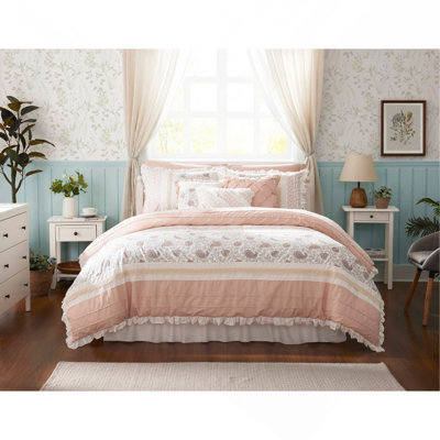 Ensemble d'édredon pour grand lit en percale de coton 9 pièces avec embellissements en dentelle