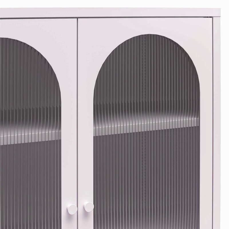 Armoire d'appoint courte en métal à 2 portes avec verre cannelé Short