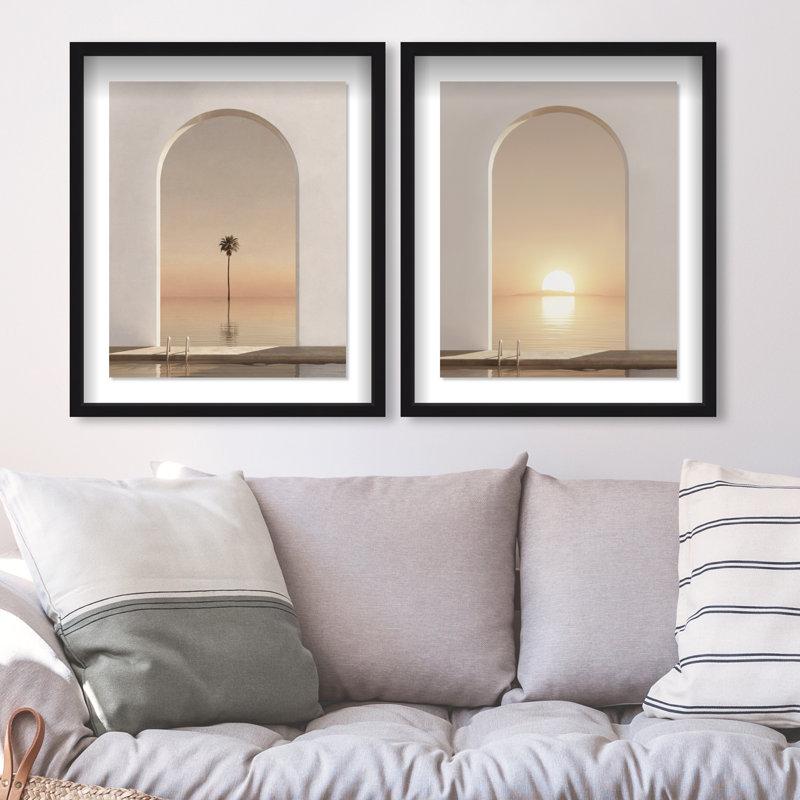 Coastal Window Set Shadowbox Landscape & Nature Print by Oliver Gal, Black Frame, 16 x 20, 21.5"H x 25.5"W, Black Shadowbox