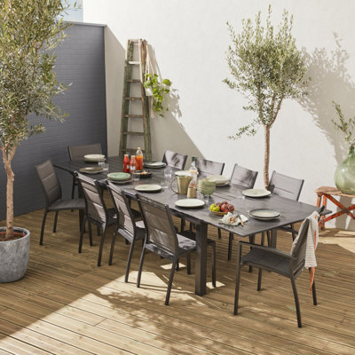 Aleki 10 - Person Patio Dining Set with Extendable Rectangular Table