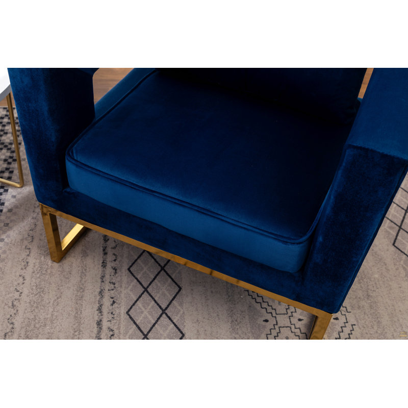 Fauteuil d'appoint contemporain rembourré, bleu, Bleu