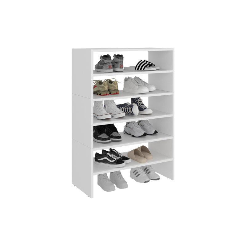 FM FURNITURE Berlin Shoe Rack with Open Shelves,  Ideal for Modern Home Spaces, White