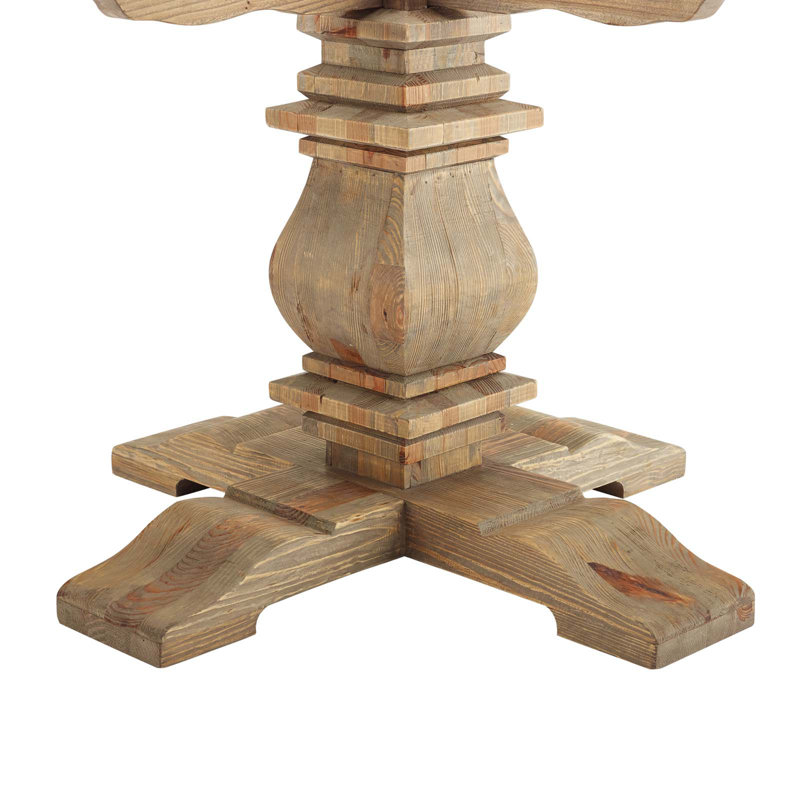 59" Round Reclaimed Pine Wood Dining Table with Pedestal Base