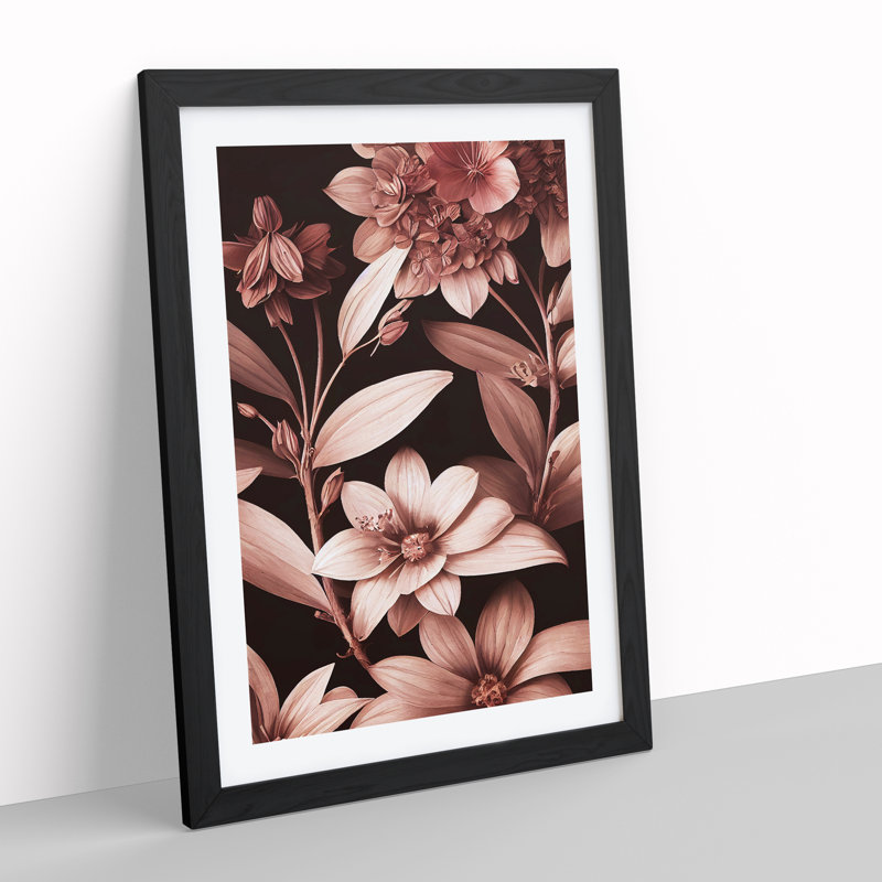 Classic Flowers No.3 - Single Picture Frame Painting, 64cm H x 46cm W x 2cm D, Black
