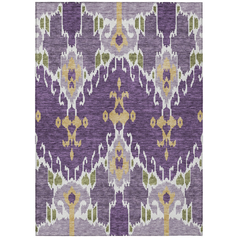 Washable Ikat Indoor / Outdoor Rug, Rectangle 8' x 10'