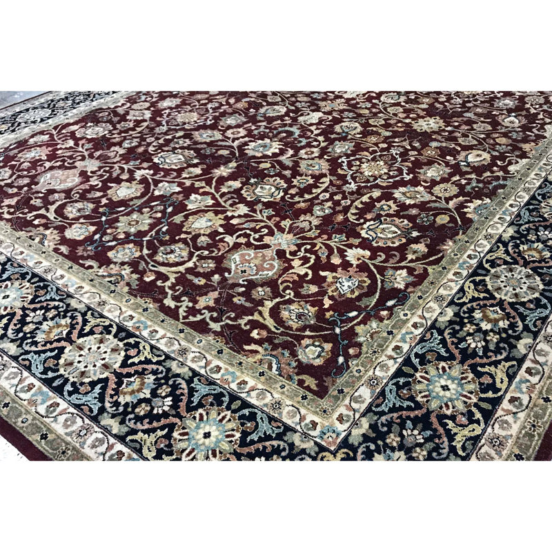 Hand-Knotted High-Quality Red and Black Area Rug
