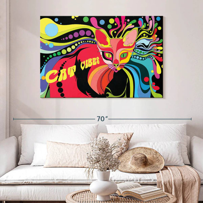 Brampt Psychedelic Cat Vibes, 32" H x 48" W