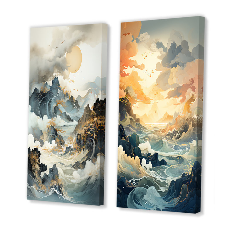 «Bold Storms Landscape», ensemble d'art mural sur toile 2 tempêtes, Toile tendue, H 32 po x l 33 po