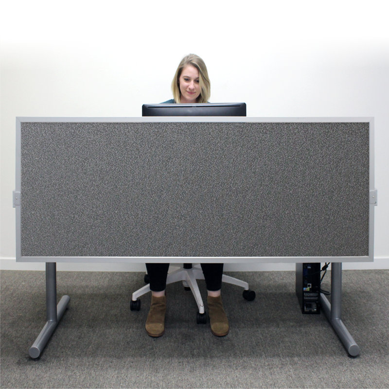 Acoustical Split Screen Privacy Panel, 30" H x 48" W x 0.63" D, Graphite, Aluminum
