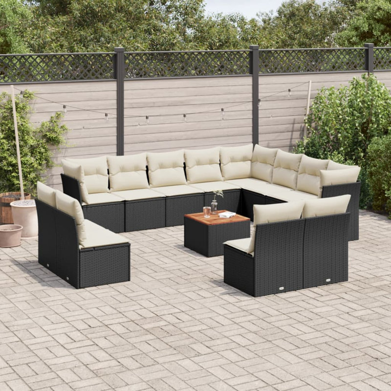 Ensemble de canapé de jardin Vidaxl noir, blanc crème