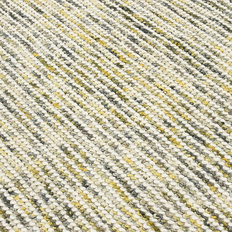 Heathered Cableknit Hand-Woven Wool Ivory Rectangular Rug 5' x 7'