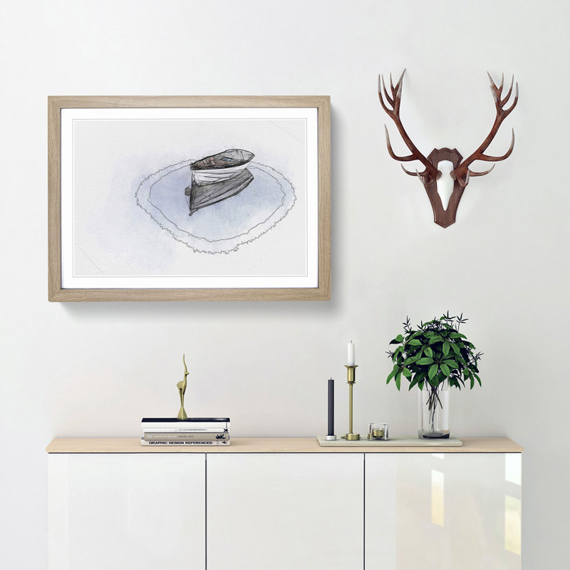 Reflection of a Boat in Abstract - Picture Frame Graphic Art Print, Oak Framed, 27cm H x 36cm W x 2cm D