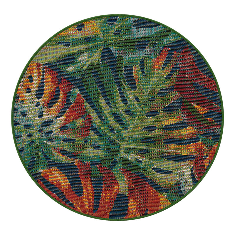 Floral Indoor / Outdoor Rug, Round 3'3"